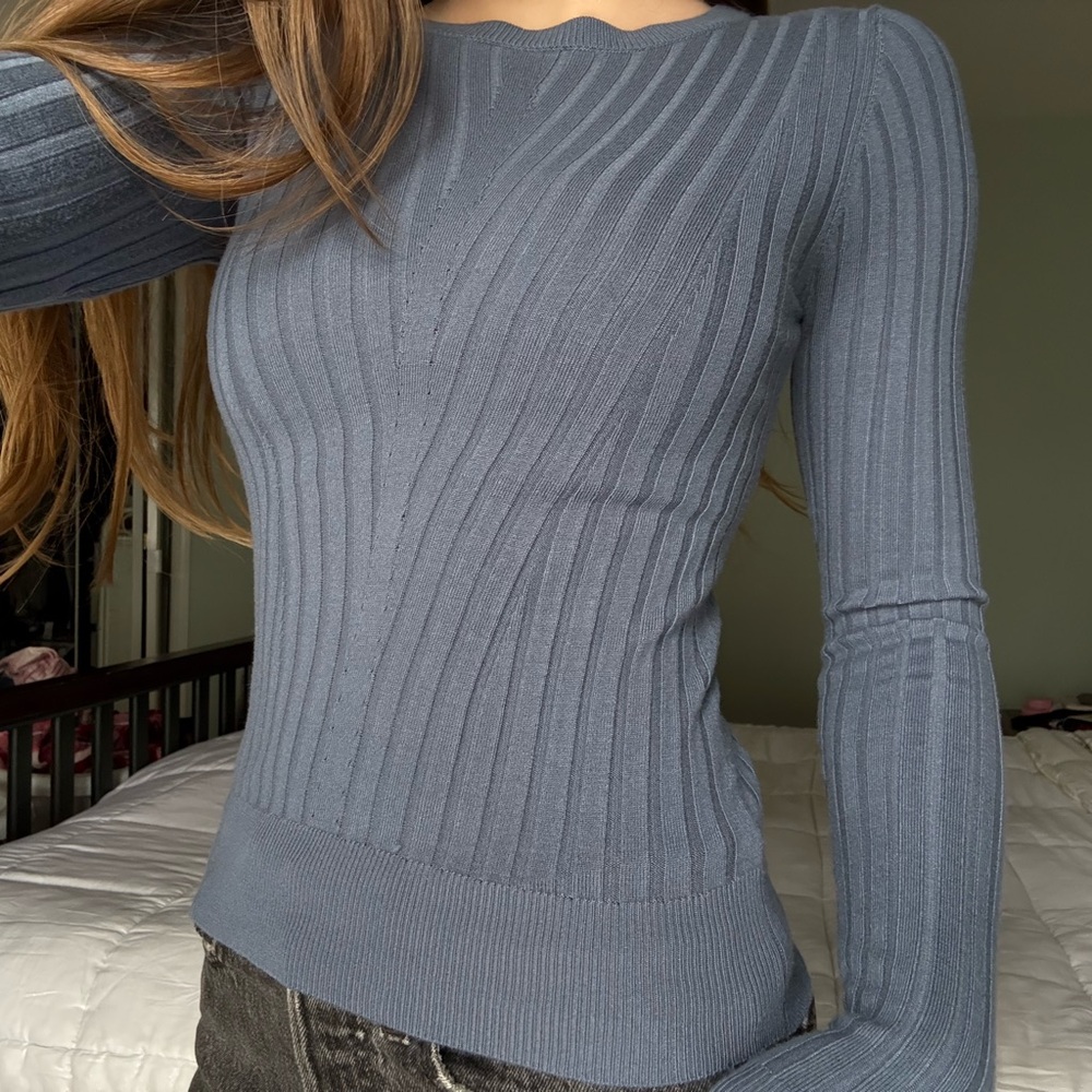 Dynamite Slate Blue Ribbed long sleeve